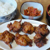 今日の食べ物　朝食に鶏唐揚げ