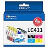 番号区別は不要 GPC Image Flex LC411 LC411-4PK ブラザー 用 インク LC411 4色セット 大容量タイプ brother 対応 インクカートリッジ LC411 LC411BK DCP-J926N MFC-J904N MFC-J739DN MFC-J939DN 互換インク