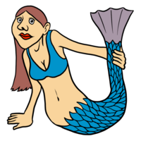 ストレッチする人魚 のイラスト