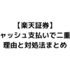 楽天証券の楽天キャッシュ支払いで2ヶ月分のカード請求の理由と対処法を解説！