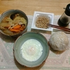 レンチン目玉焼き。野菜味噌汁