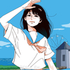 太陽が眩しい季節紫外線に注意する女子高生 ♬ 