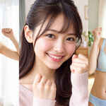 ガッツポーズ プロンプト＜女性の着替え＞