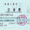 本日の使用切符：JR東海 沼津駅 普通入場券