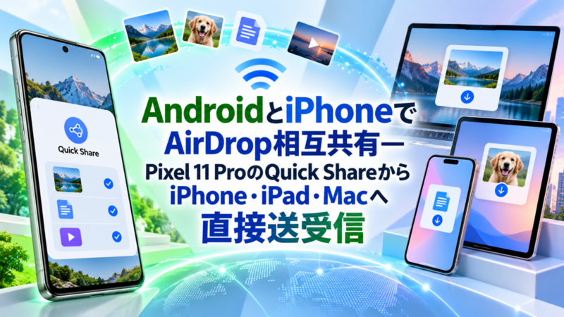 AndroidとiPhoneでAirDrop相互共有―Pixel 11 ProのQuick ShareからiPhone・iPad・Macへ直接送受信
