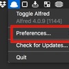  Alfredの環境設定(Preferences)のショートカットキーを知った1日 「⌘＋,」