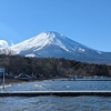 雲写真　ちょっとの雲と富士山と湖と