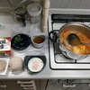 キムチ鍋３日目。レンチン目玉焼き