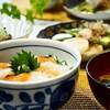 ☆サーモンとホタテの紅白丼＆オクラと長いもの焼きびたし☆