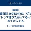 投資日記 2024/04/03 - ダウがWトップ作りたがってるって言うたじゃろ