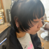 ブラックカラーの顔まわりレイヤーボブ