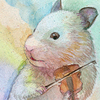 水彩画「Hamsters 010 - Violinist」