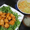 照り焼きチキン風、ごま和えサラダ、味噌汁