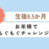育児日記　生後8.5か月　お米棒でもぐもぐチャレンジ