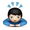 An Emoji Talk: Person bowing deeply with fearful face and plewds 🙇