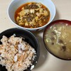 タコ飯と味噌汁と麻婆豆腐2