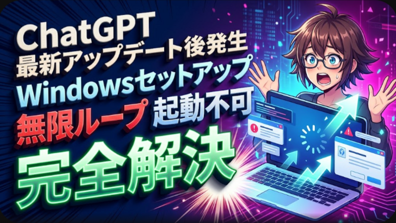 ChatGPT最新アップデート後に発生する「Windowsセットアップ」無限ループと起動不可エラーの完全解決ガイド
