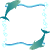 枠のイラスト無料「イルカと海」フレーム