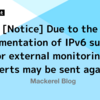 Notice: Due to the implementation of IPv6 support for external monitoring, alerts may be sent again