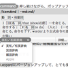 何も押さずにポップアップ辞書を維持する