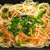 冷凍のスパゲッティを温めタマゴを入れて食べました‥