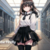 学園の廊下にいる女の子。