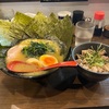 味玉ラーメン中盛り海苔トッピングとチャーシューごはんでハイカロリーな夕飯！！相模大野家系ラーメンがんやでがっつり〆る！！