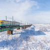 雪原を走るかぼちゃ電車
