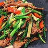 Wネギと牛肉の甘辛炒め