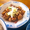 大衆食堂みさお＠塩川　鳥もつ定食、しおラーメン