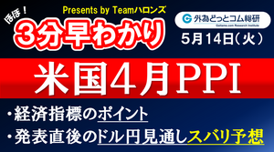 ドル/円見通しズバリ予想、３分早わかり「米４月PPI（卸売物価指）」2024年５月14日発表