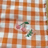 綿ポリギンガムチェックで刺繍：給食袋セット