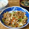 今日の食べ物　朝食に豚肉と野菜の炒め物