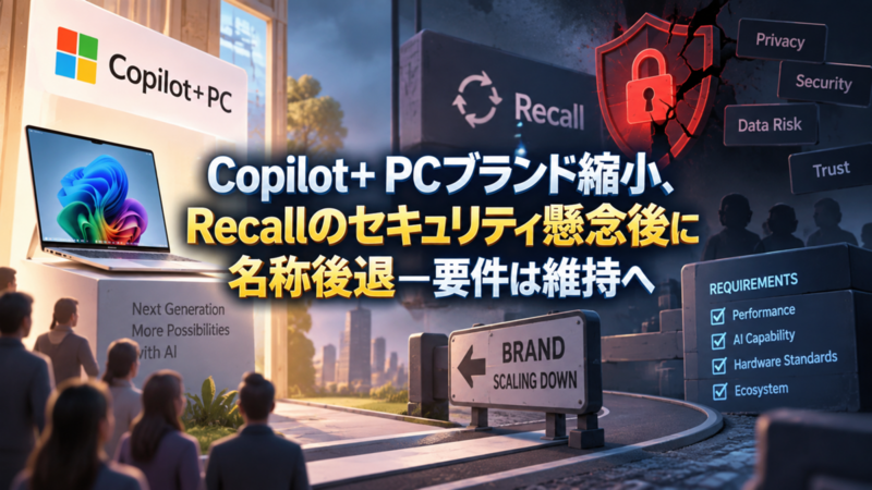 Copilot+ PCブランド縮小、Recallのセキュリティ懸念後に名称後退―要件は維持へ
