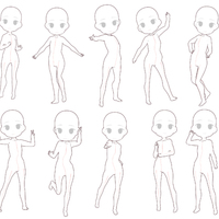デフォルメミニキャラクターの立っているポーズ集