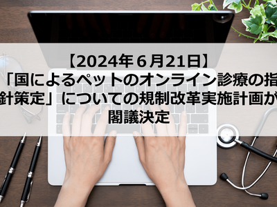 【2024年06月】「国によるペットのオンライン診療の指針策定」についての規制改革実施計画が閣議決定！