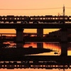 今朝の多摩川鉄橋