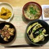 なす丼とタコの唐揚げ