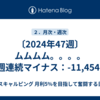 〔2024年47週〕ムムムム。。。。4週連続マイナス：-11,454円 