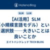 【AI活用】SLM（小規模言語モデル）という選択肢――大きいことは良いことか