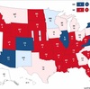 アメリカ大統領選挙　開票速報が始まりました… 州の色が二転三転して大接戦ですがトランプさんで決まりかなぁ…