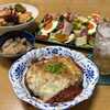 茄子のミートチーズ焼き☆タコキムチ☆サラダ