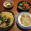  牡蠣と春菊のパスタ