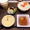 白菜おひたし、茶碗蒸し、納豆。