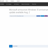 Windows 10 Anniversary Updateは8月2日、Microsoftがニュースリリースをうっかり公開？