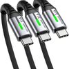 1,104円で格安 INIU USB C ケーブル (3本セット 0.5m+2m+2m) USB-C & USB-A QC 対応 3.1A 急速充電 超高耐久