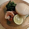 蕪　菊菜　海老の冷製煮びたし　スダチを添えて