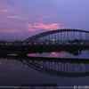 小田急線車内から見える多摩水道橋を写す