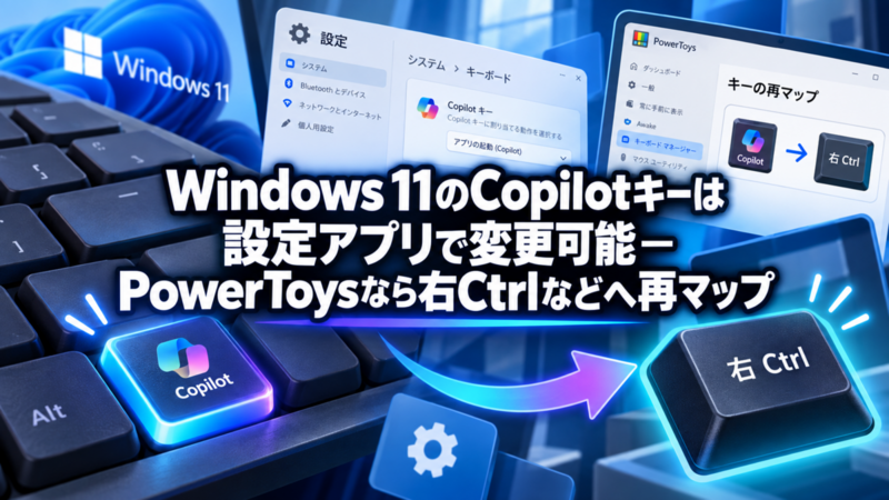 Windows 11のCopilotキーは設定アプリで変更可能―PowerToysなら右Ctrlなどへ再マップ