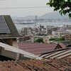 お庭の上からは、関門海峡をはさんで、下関の